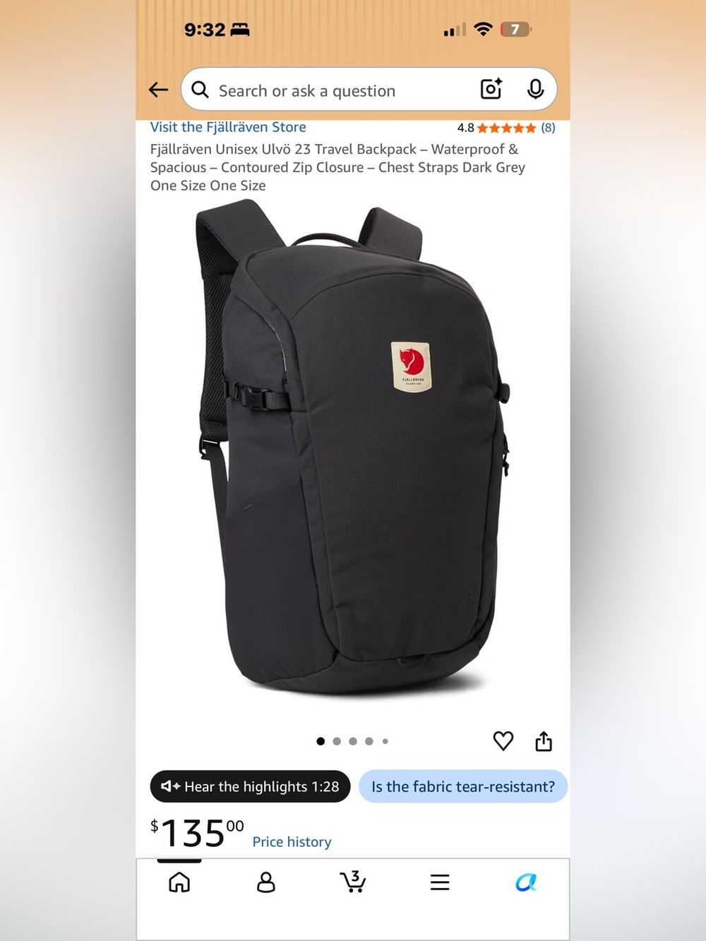 Fjallraven Ulvo 23 Daypack - black